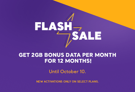Get 2GB bonus data per month for 12 months on new activations until October 10th